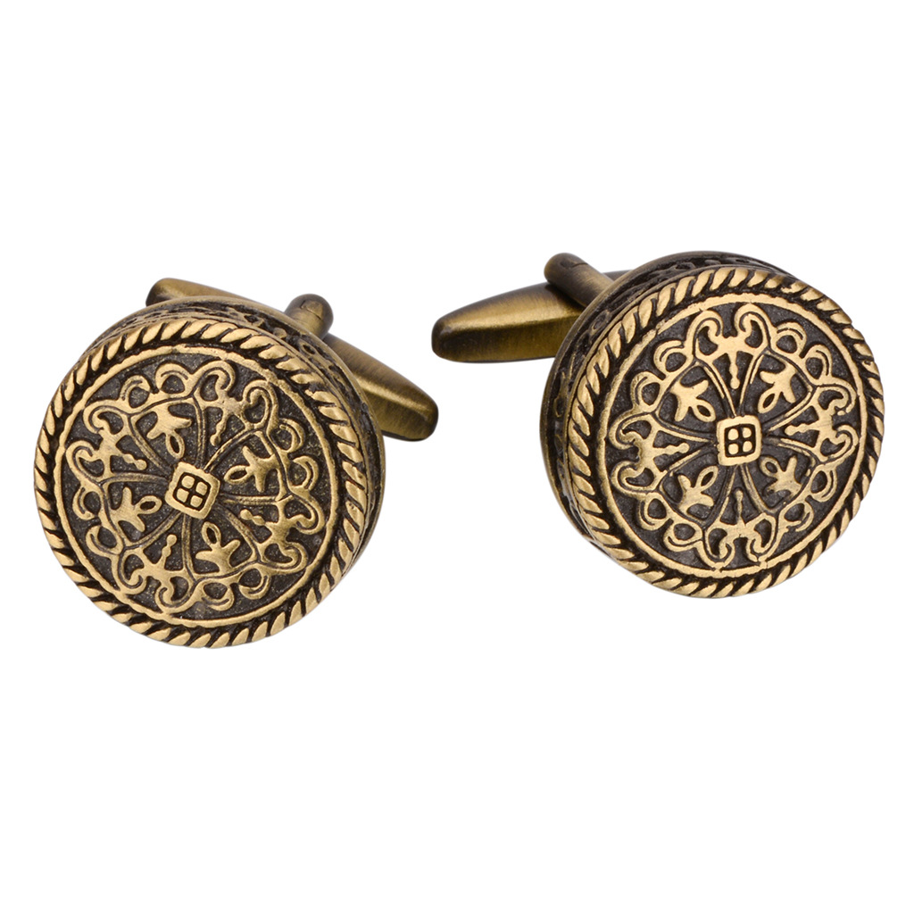 Vintage pattern shirt suit french round metal cufflinks