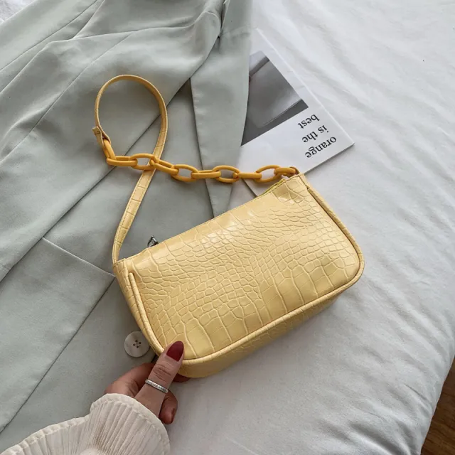 Summer Pattern Diagonal Underarm Baguette Yellow - Shop at LoveMi