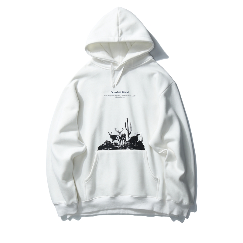  Hip Hop Hoodie Sweatshirt Fleece Winter Deer
