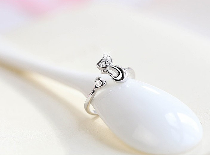 Simple personality creative kitten opening ring