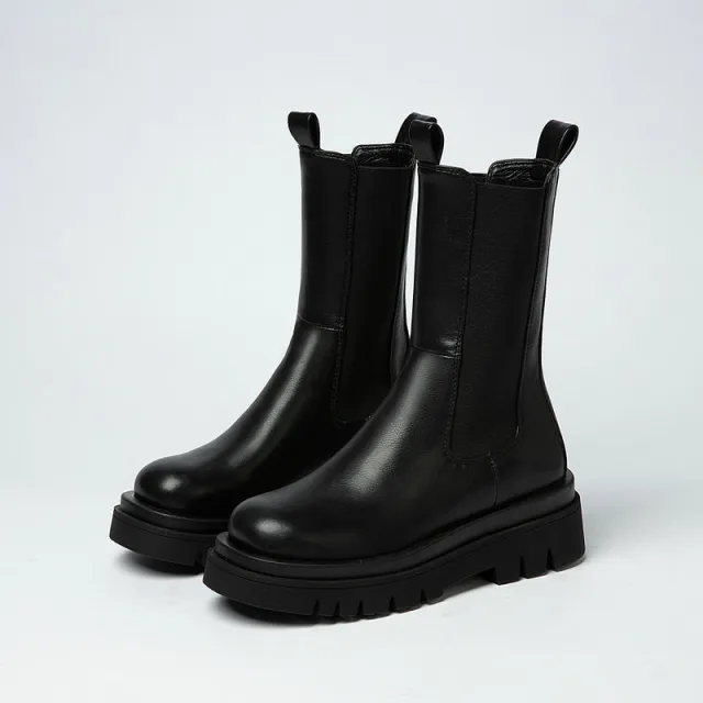 Martin boots with platform round toe boots Black - Shop at LoveMi