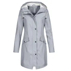 Outdoor Leisure Mid-length Women's Windbreaker - Grey - View 1