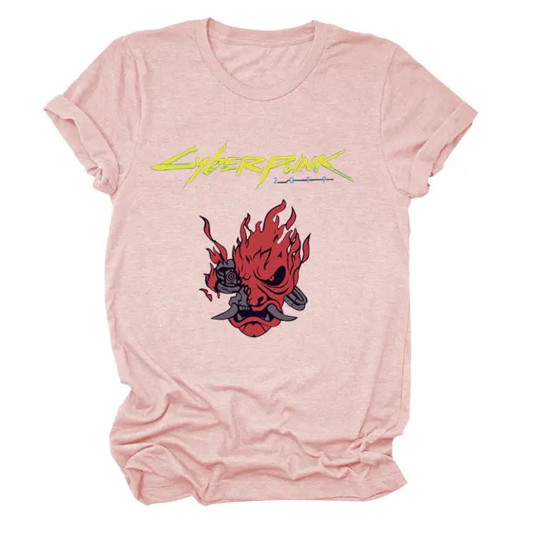 Cyberpunk Style Printed Crew Neck T-shirt