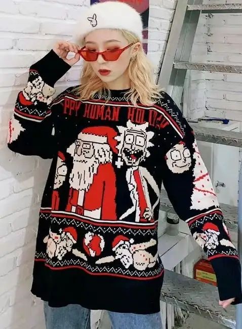 Christmas Sweater Couple Loose Jacquard