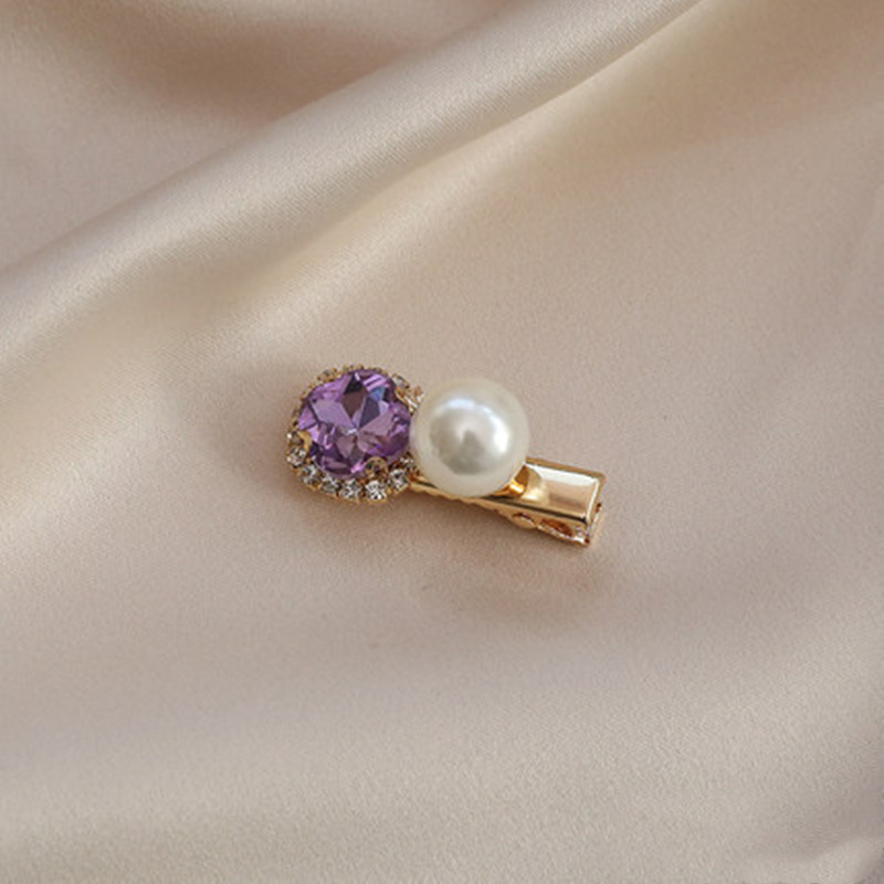 Vintage Sweet Purple Rhinestone Pearl Hairpin Pearl Rhinestones - Shop at LoveMi