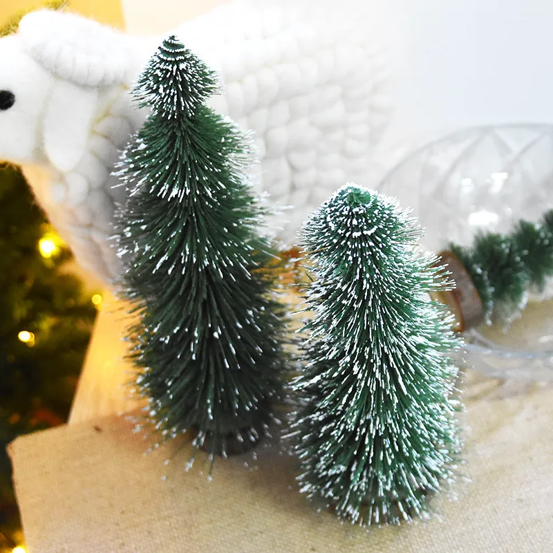 Mini Christmas Tree with Pine Needles Flocking Christmas Tree with White Cedar Tabletop Small Christmas Tree Tabletop Decoration – image 3