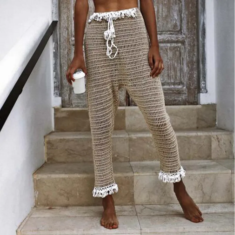 Hand hook mesh beach slacks - Apricot