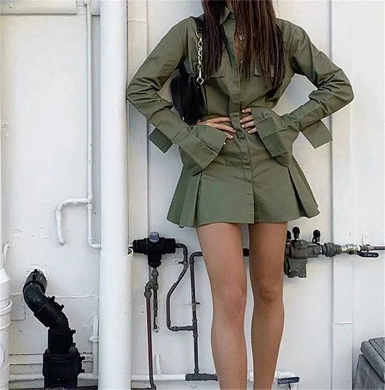 Army green medium length windbreaker