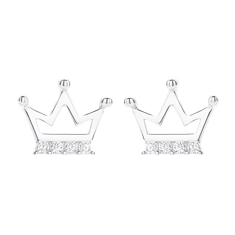 Crown stud earrings with diamonds