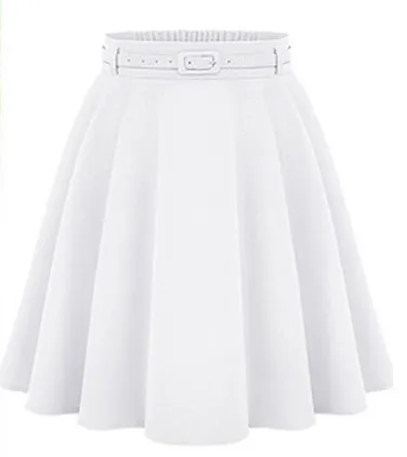 Solid color A-line skirt - White