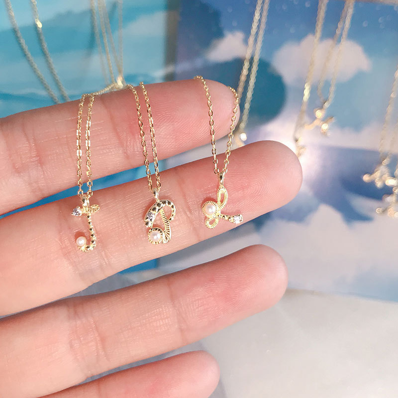 Japanese silver s925 plating 14k gold mini letter necklace