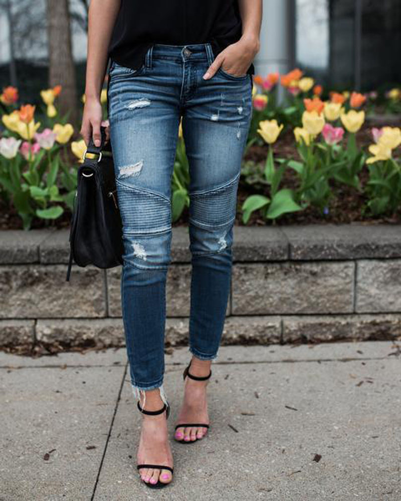 High waisted jeans with tassel belt Blue - Shop at LoveMi