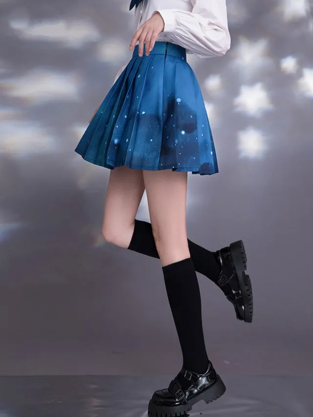 Pleated skirt short skirt women autumn new Navy Blue - Shop at LoveMi