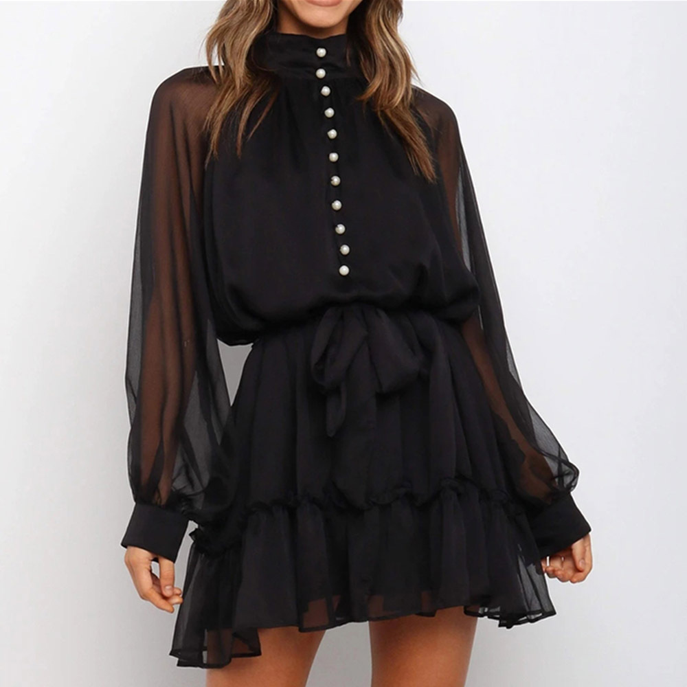 Black see-through lace skirt