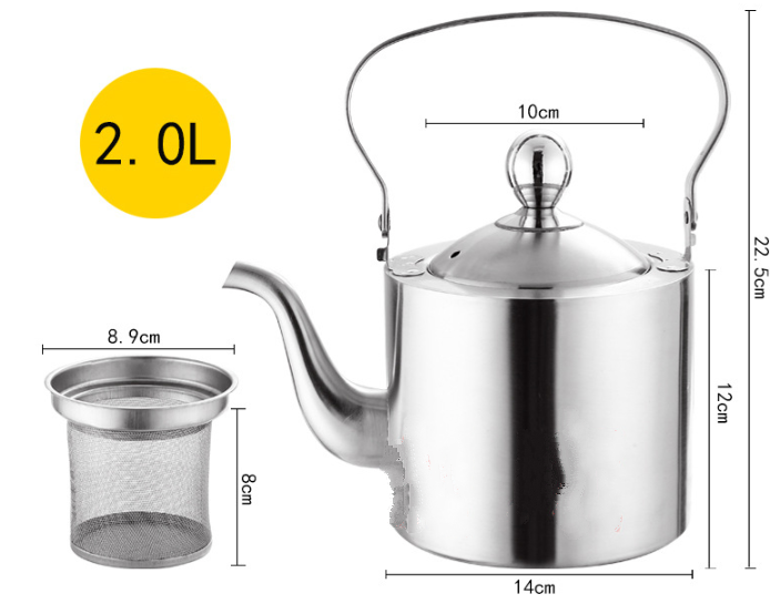 Stainless Steel Thickened Straight Flower Teapot With Strainer