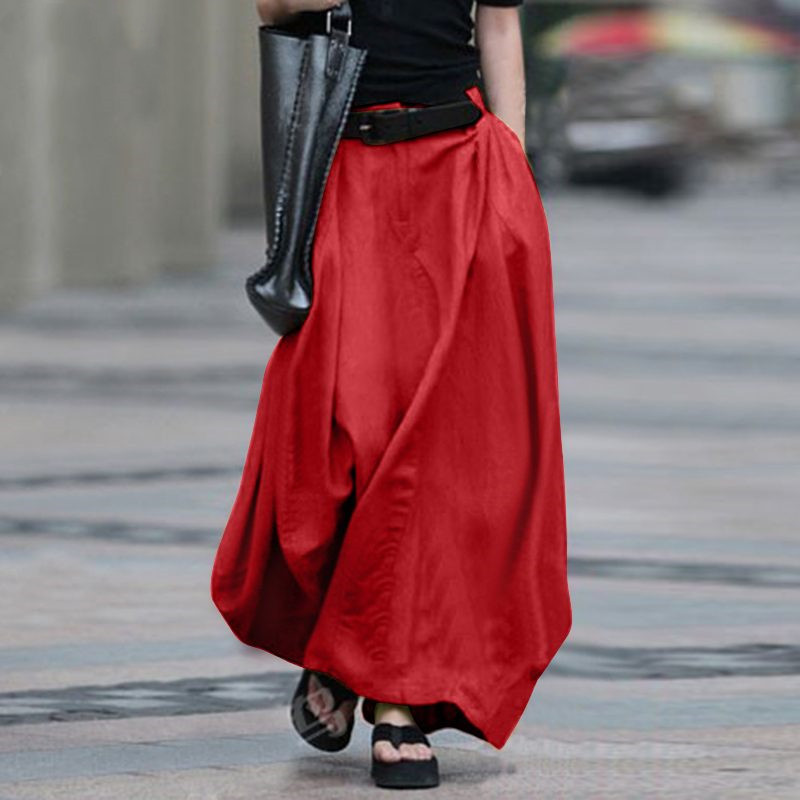 High waist slim and versatile long skirt A-line