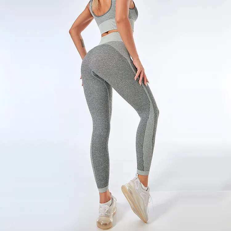 Sports running peach leggings - Grey