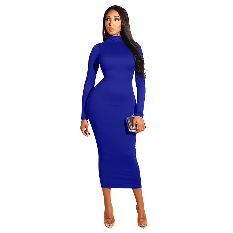 High neck long sleeve dress