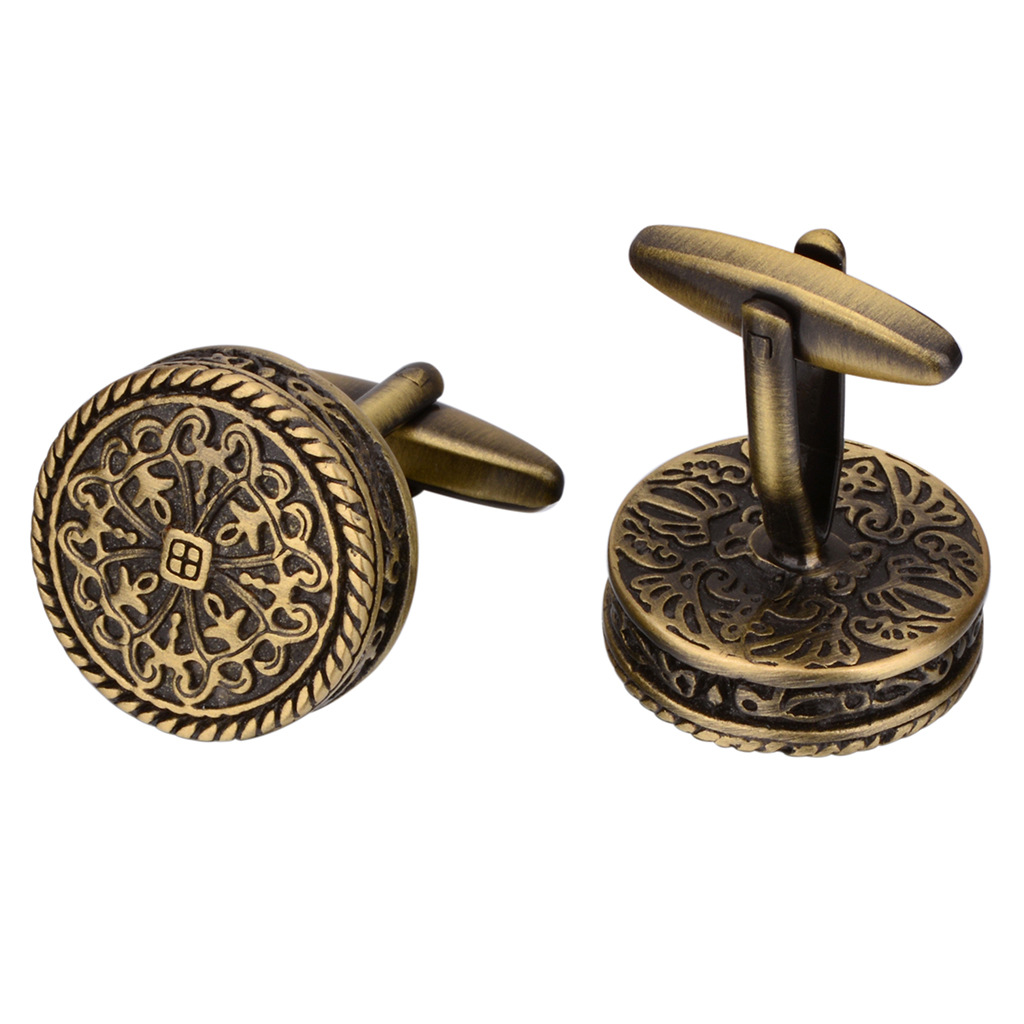Vintage pattern shirt suit french round metal cufflinks