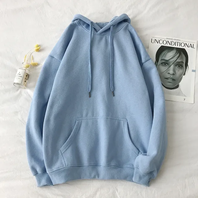 Couple's solid color sweater men's autumn tide brand flow Light Blue - Shop at LoveMi