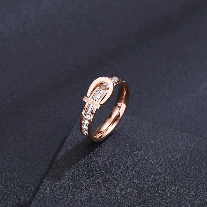 Geometric Titanium Steel Rose Gold Ring Women