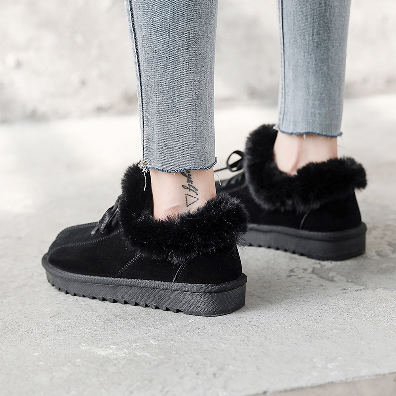 Women's Fringe Lace-up Rubber Snow Boots