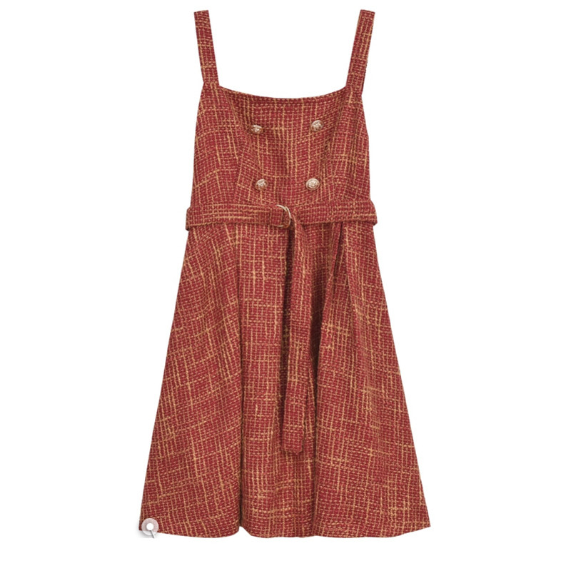 Plaid dress autumn and winter Red Dress - Shop at LoveMi