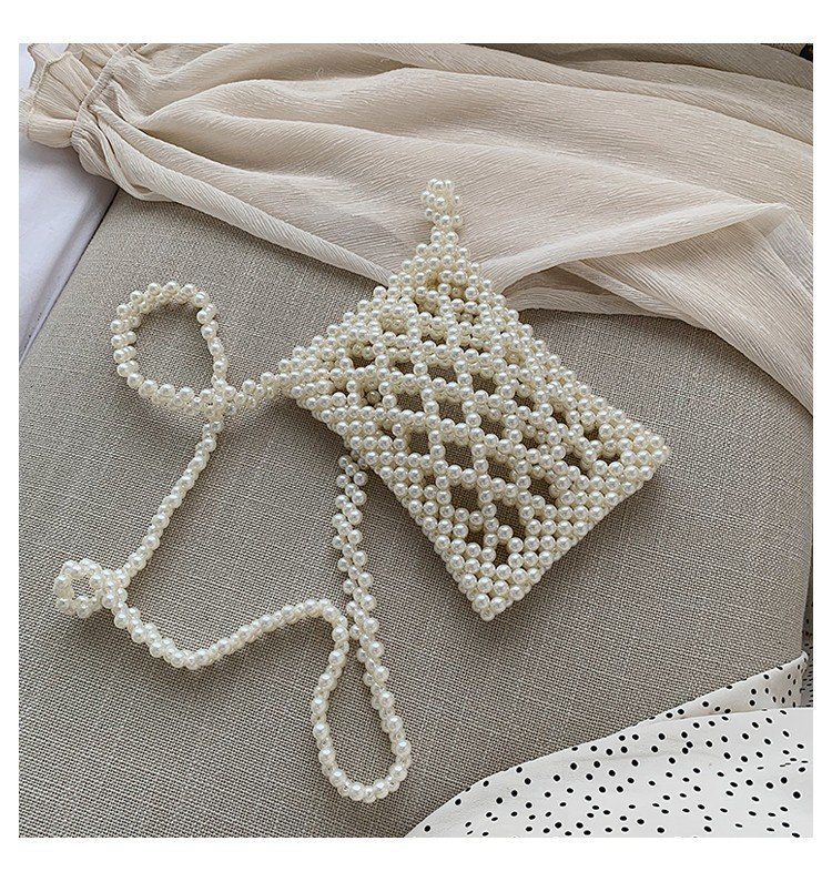 Fashion pearl woven single and versatile shoulder bag