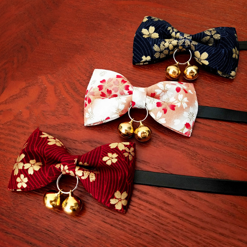 ปกแมวสุดน่ารัก สไตล์โบว์ไท Handmade มาพร้อมกระดิ่งและป้ายระบุชื่อ สำหรับแมวรักของคุณ