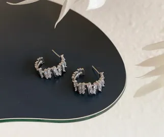 South Korea East Gate Earrings Female Super Immortal Temperament, Exquisite Zircon Earrings Earrings Earrings Cold Wind Earrings 925 Silver - Silvery