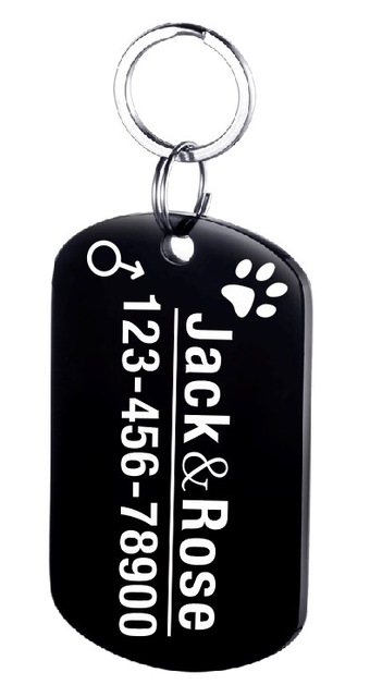 Personalized Dog ID Tag Stainless Steel Pet ID Tag Black - Shop at LoveMi
