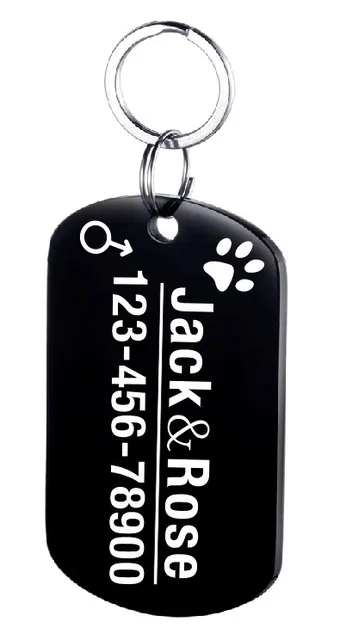 Personalized Dog ID Tag Stainless Steel Pet ID Tag Black - Shop at LoveMi