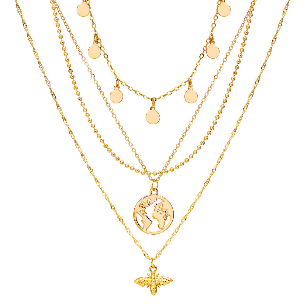 Bee pendant multilayer necklace