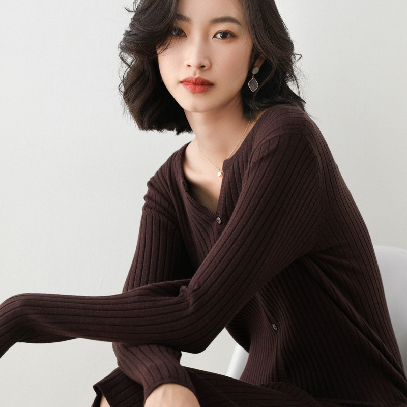 Women's V-neck Long Over The Knee Knitted Sweater Dress