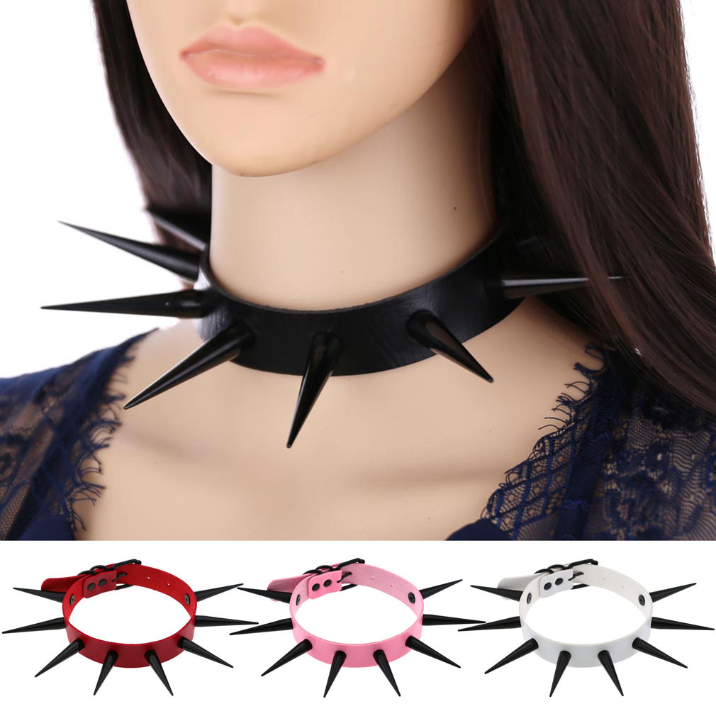 Punk style handmade rivet neck collar necklace