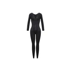 Long-sleeved Trousers and Button-up Cutout Body Shape Suit - Black - View 1