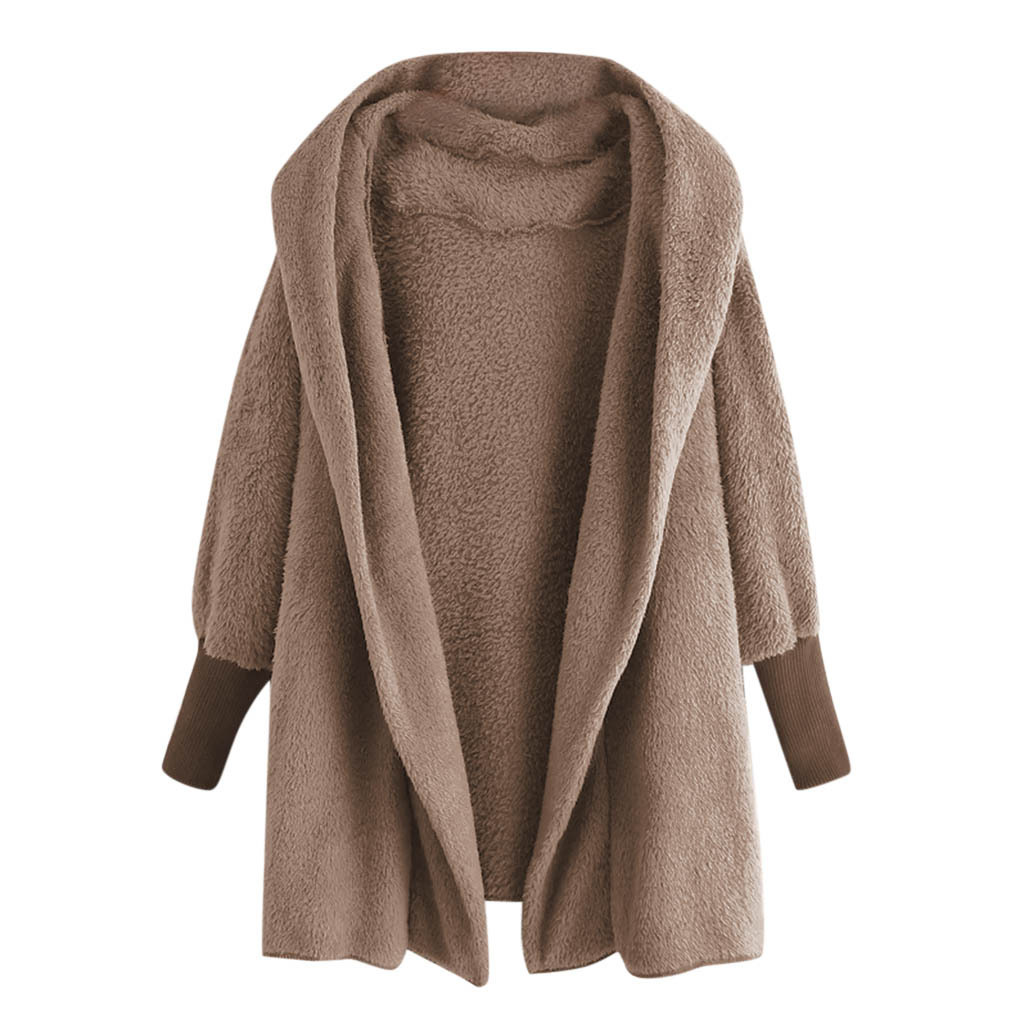Reversible fleece hooded threaded cuff coat Khaki - Shop at LoveMi