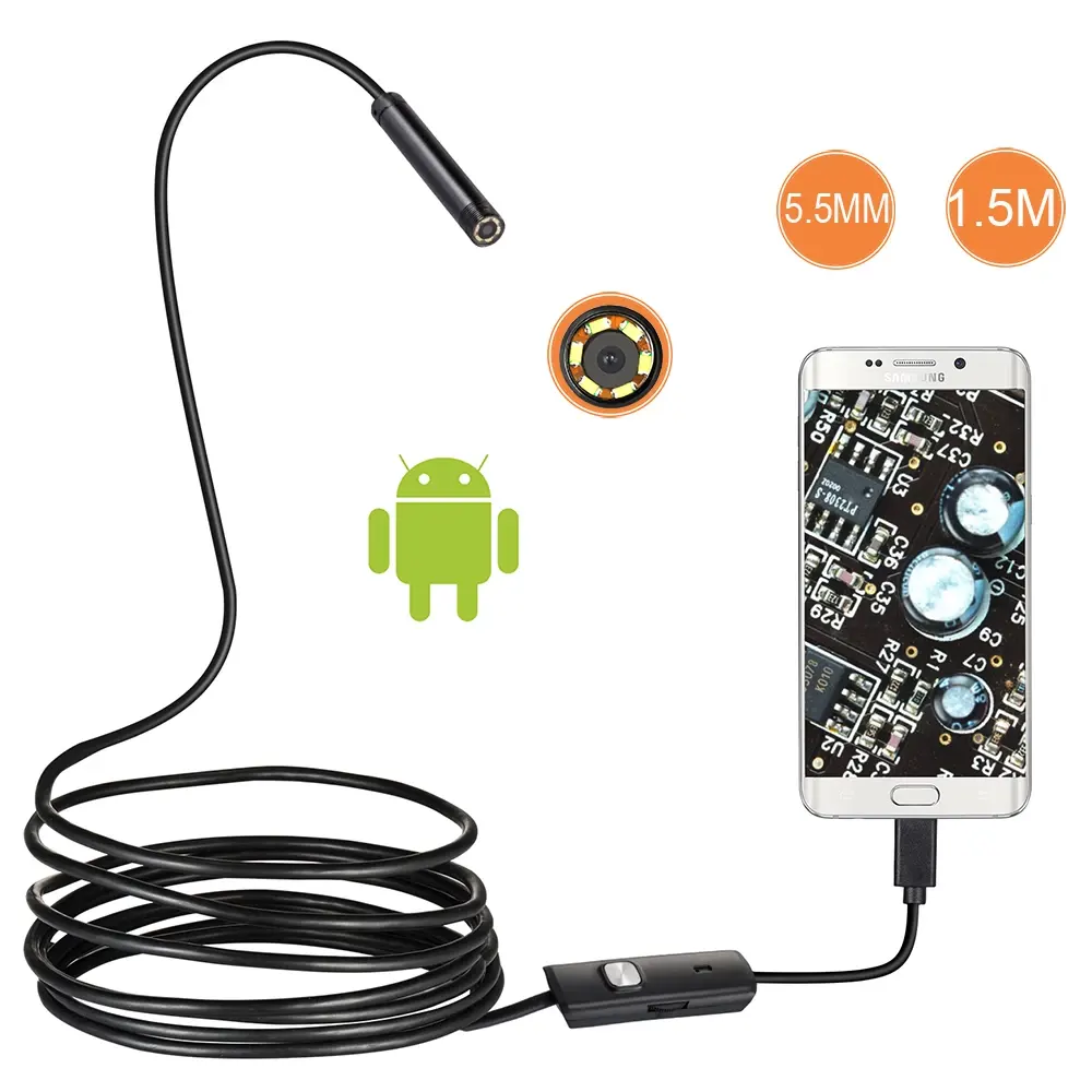 Lens Endoscope HD 480P USB OTG Snake Waterproof Inspection