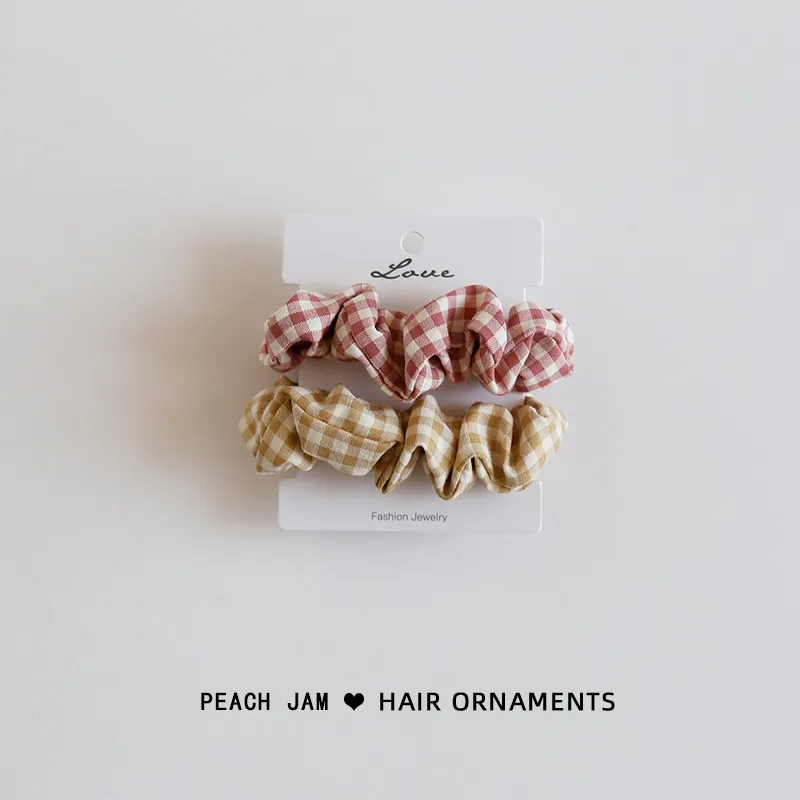 Plaid hair tie combo head rope - Pink Turmeric