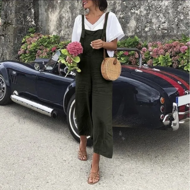Spring and Autumn Strap Pocket Casual Jumpsuit Women Black - Shop at LoveMi