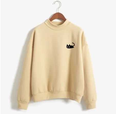 Cat crew neck women's sweater Khaki - Shop at LoveMi