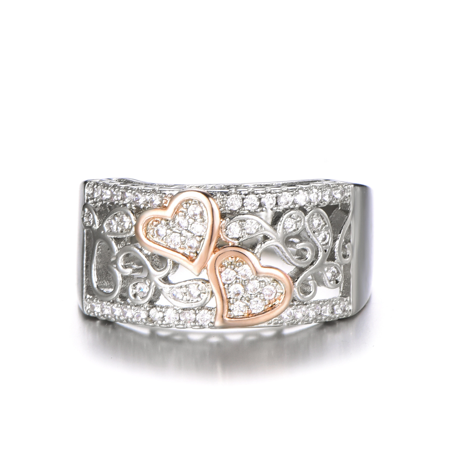 18k rose gold heart to heart ring