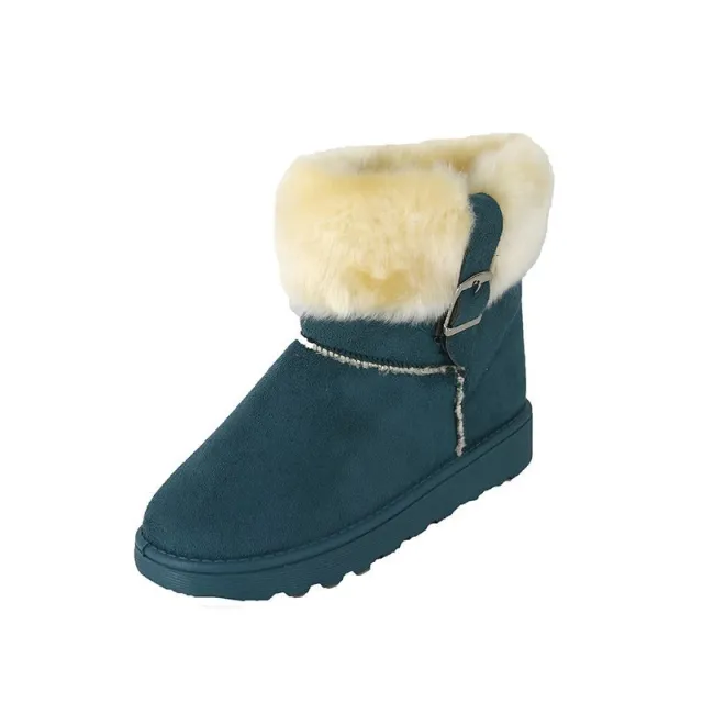 Flat Korean Version Of Thick Velvet Versatile Warm Ankle Boots Blue - Shop at LoveMi