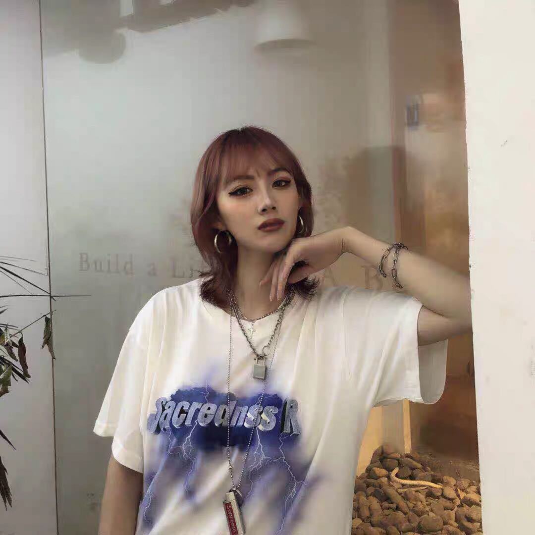 Thunder print loose T-shirt