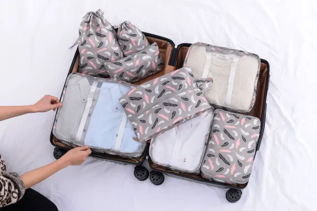 Eight piece Waterproof Travel Storage Bag Feather - Shop at LoveMi