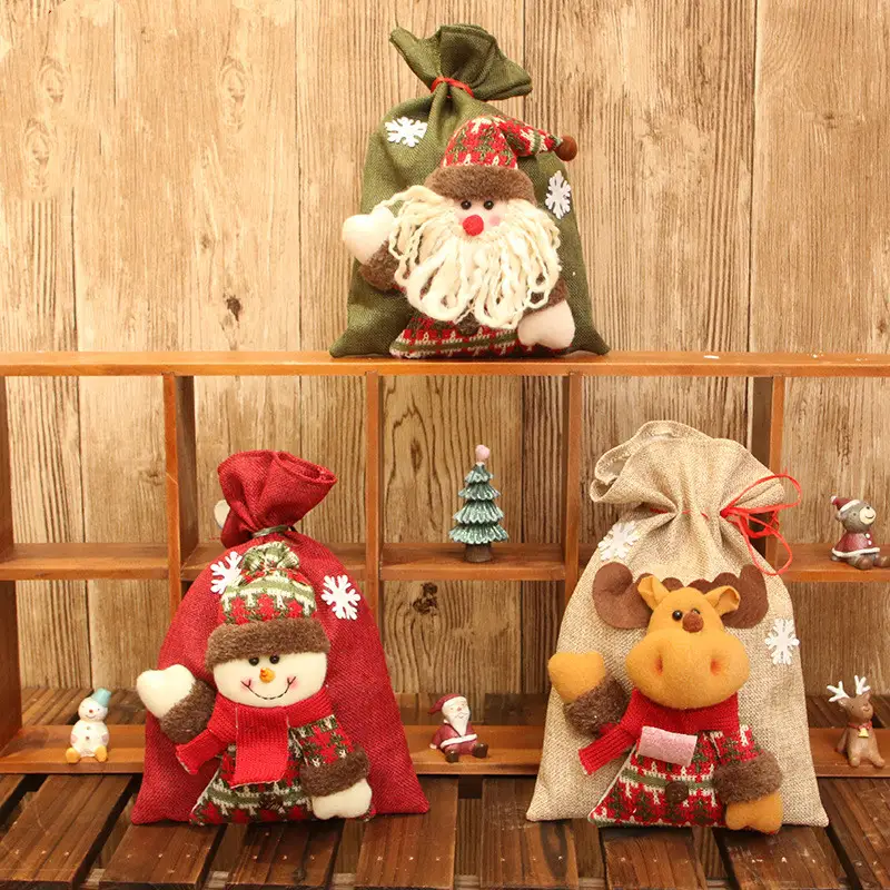 Three-dimensional doll linen gift bag
