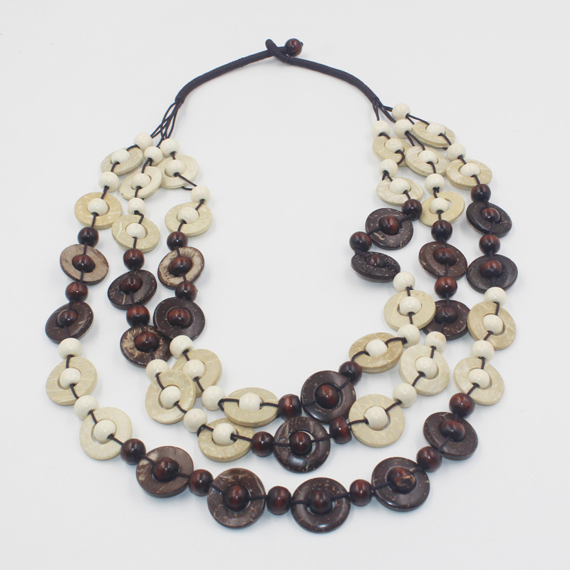 New Fashion Woven Coffee Series Multi-layer Coconut Shell Necklace Beach Accessories