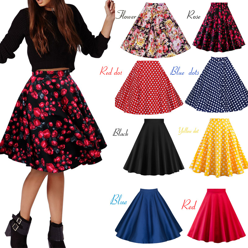 Polka dot retro women's skirt