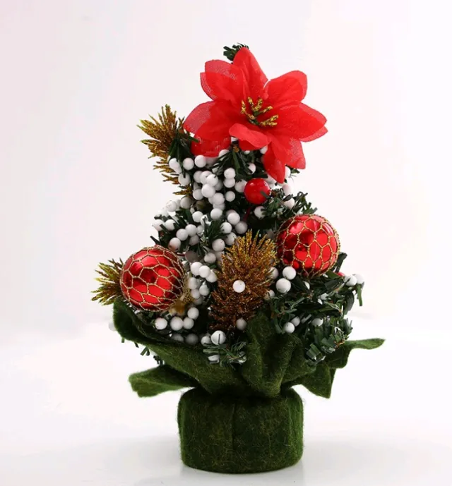 Christmas Ornaments Tree 20cm Mini Christmas Decoration Tree Christmas Day Mall Decoration Desktop Ornaments Small Tree Red2 - Shop at LoveMi