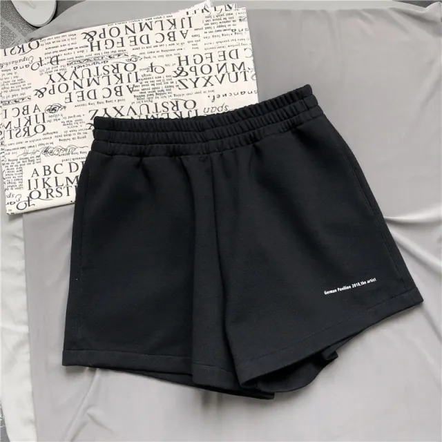 Loose high waist slim BF all match casual five point wide leg pants Black - Shop at LoveMi